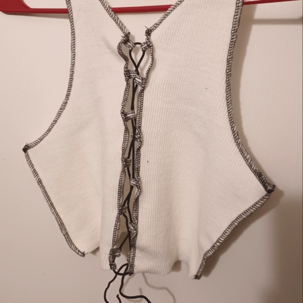 White Razor Back Crop Top